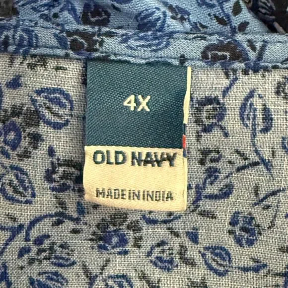 OLD NAVY Floral-Print Poet Swing Blouse "Blue Blossoms" print NWOT! Size 4X - Picture 5 of 7